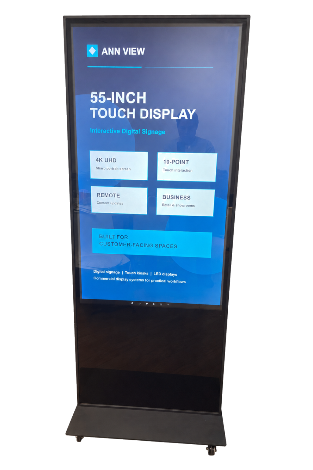 55-inch vertical touch digital signage front view