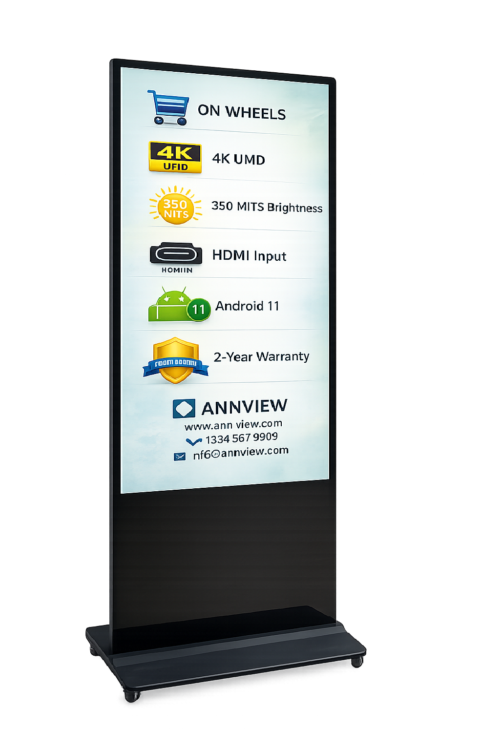 Freestanding digital signage for customer-facing spaces