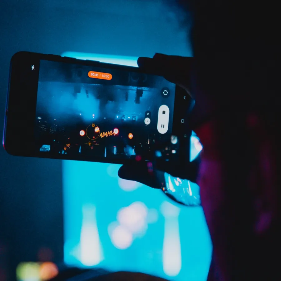 Phone recording an LED stage screen
