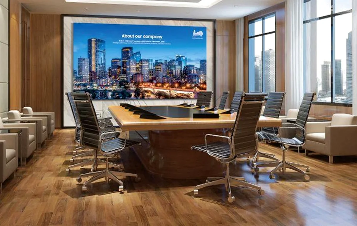 Corporate boardroom display wall