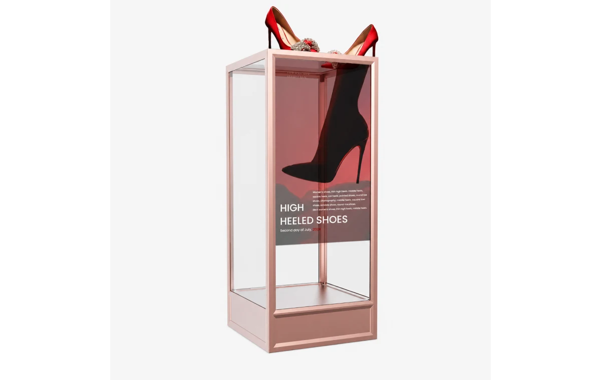 Transparent OLED product showcase for jewellery and luxury retail