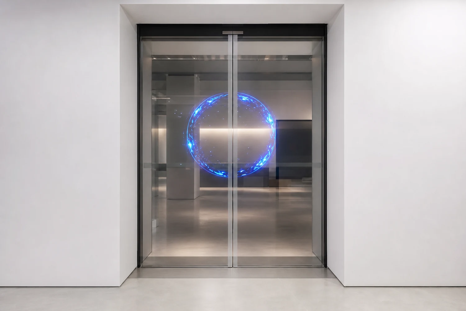 Transparent OLED automatic sliding door display for premium entrances and showroom spaces